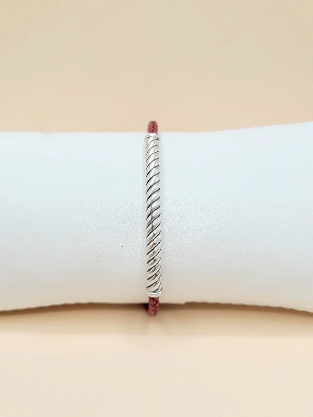 David Yurman Cable Classics ID Bracelet In Sterling Silver and Red Leather